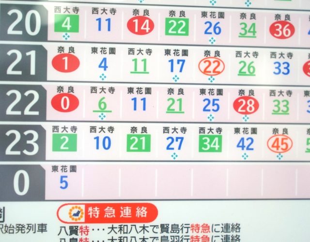 【近鉄】駅掲示の縦書き時刻表が修正。準急が見やすく！